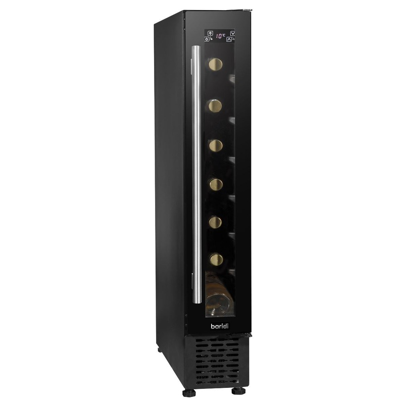 Baridi 7 Bottle 15cm Slim Wine Cooler with Digital Touchscreen Controls, Black