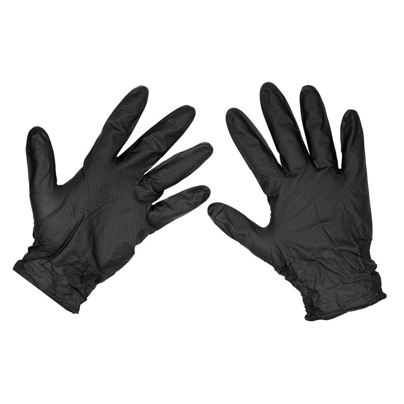 Sealey Black Diamond Grip Extra-Thick Nitrile Powder-Free Gloves X-Large - Pack of 50