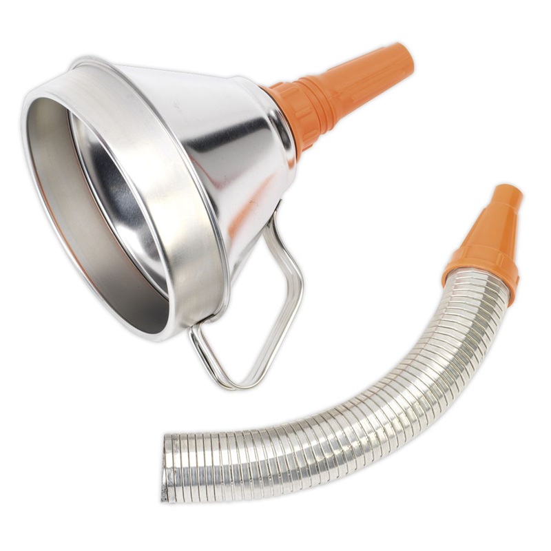 Sealey Funnel Metal with Flexible Spout & Filter 160mm