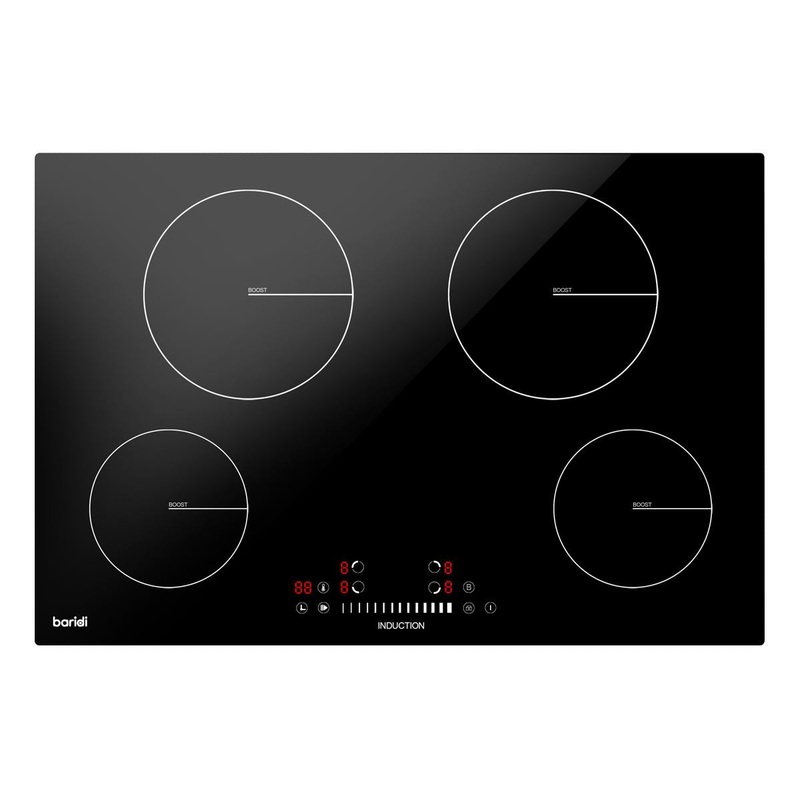 Baridi 77cm Built-In Induction Hob with 4 Cooking Zones, 7200W, Boost Function, 9 Power Levels, Touch Control & Timer, Hardwired