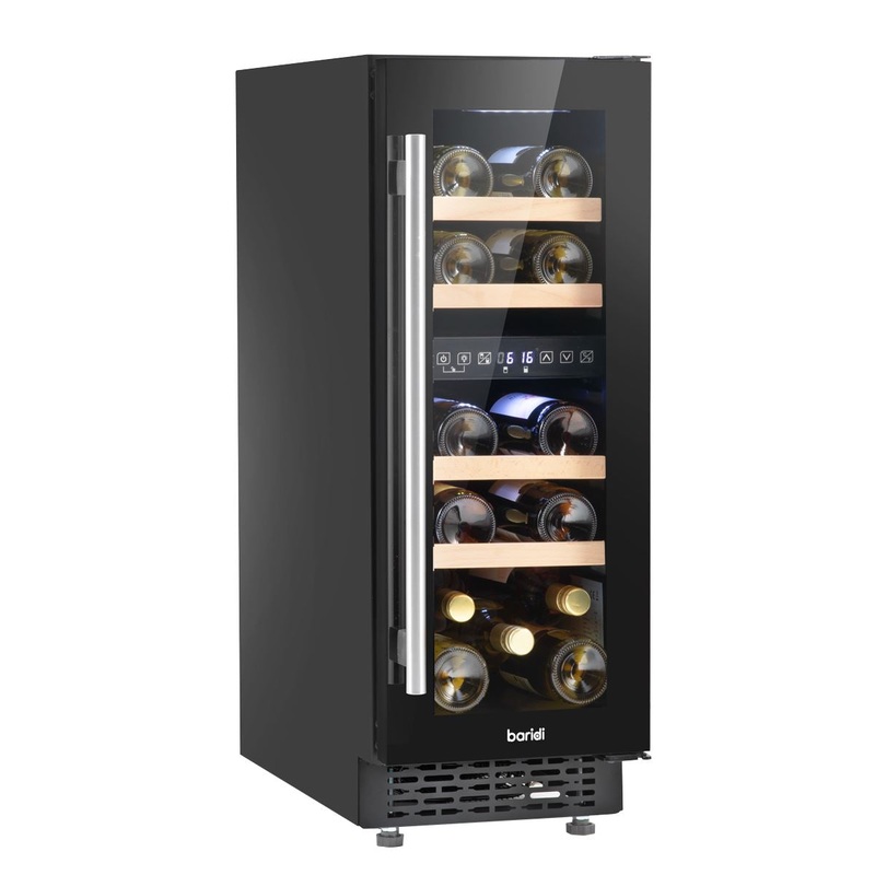 Baridi 17 Bottle Dual Zone Slim 30cm Wine Cooler, Touch Screen, Black