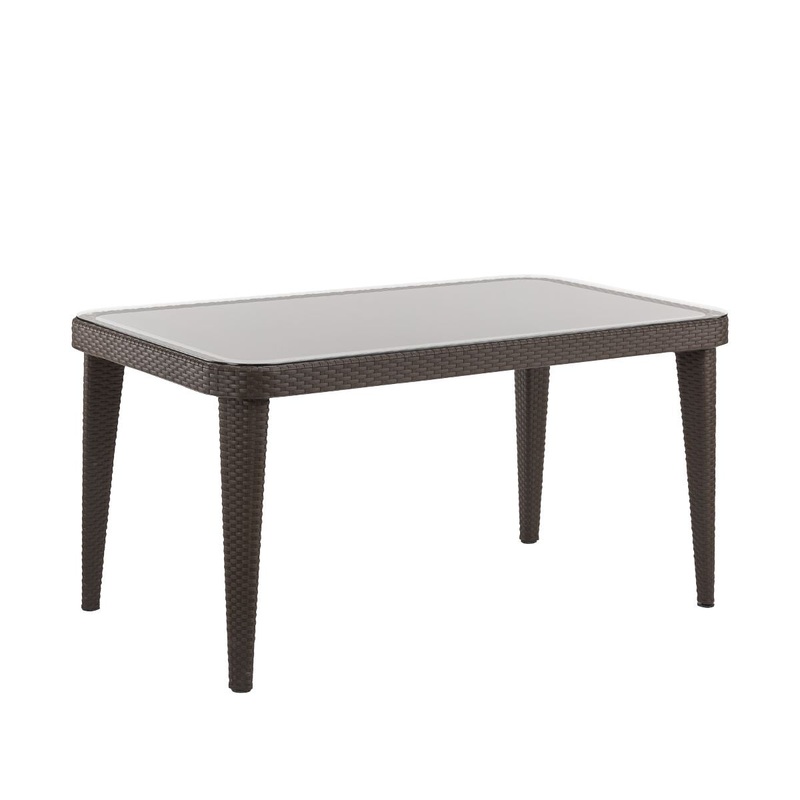 Dellonda Outdoor Dining Table Weather Resistant Glass Table 90x150cm