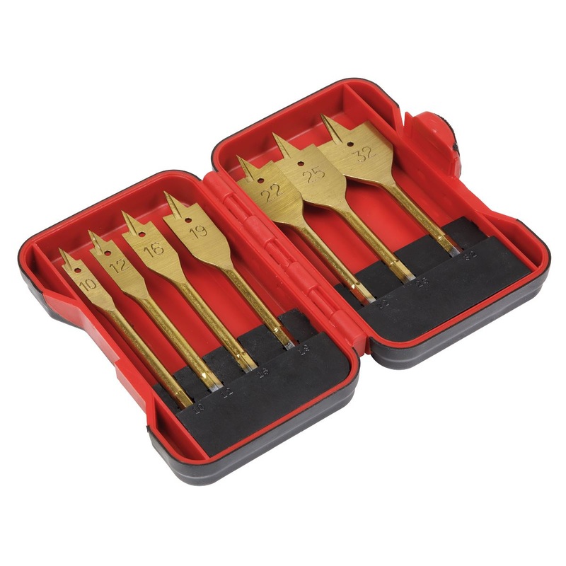 Sealey Flat Wood Drill Bit Set 7pc Titanium Coated
