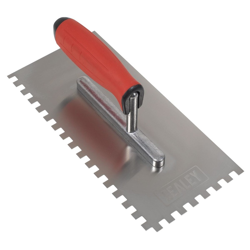 Sealey Stainless Steel 270mm Notched Trowel - Rubber Handle - 8mm