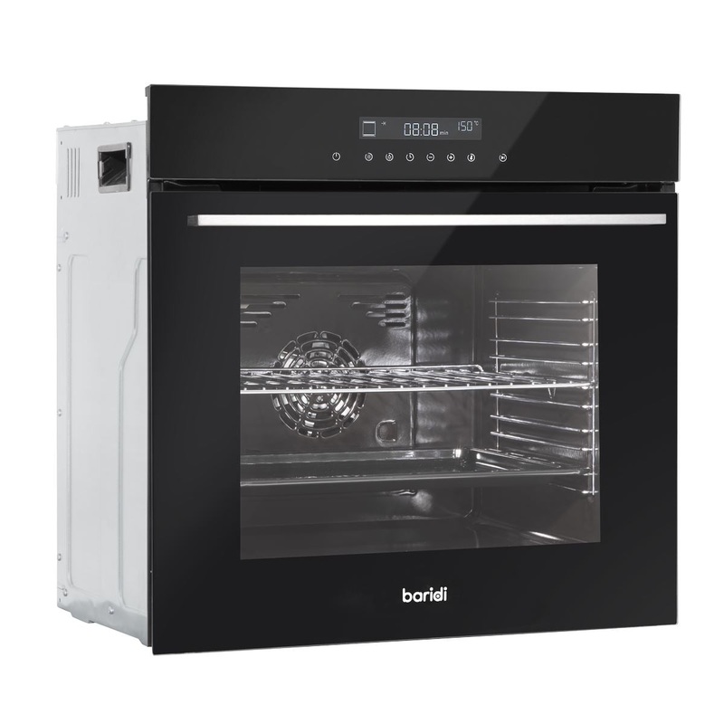 Baridi 60cm Built-In Fan Assisted, Single, Integrated 10 Function Electric Oven, Touchscreen Controls, 72L Capacity, Black