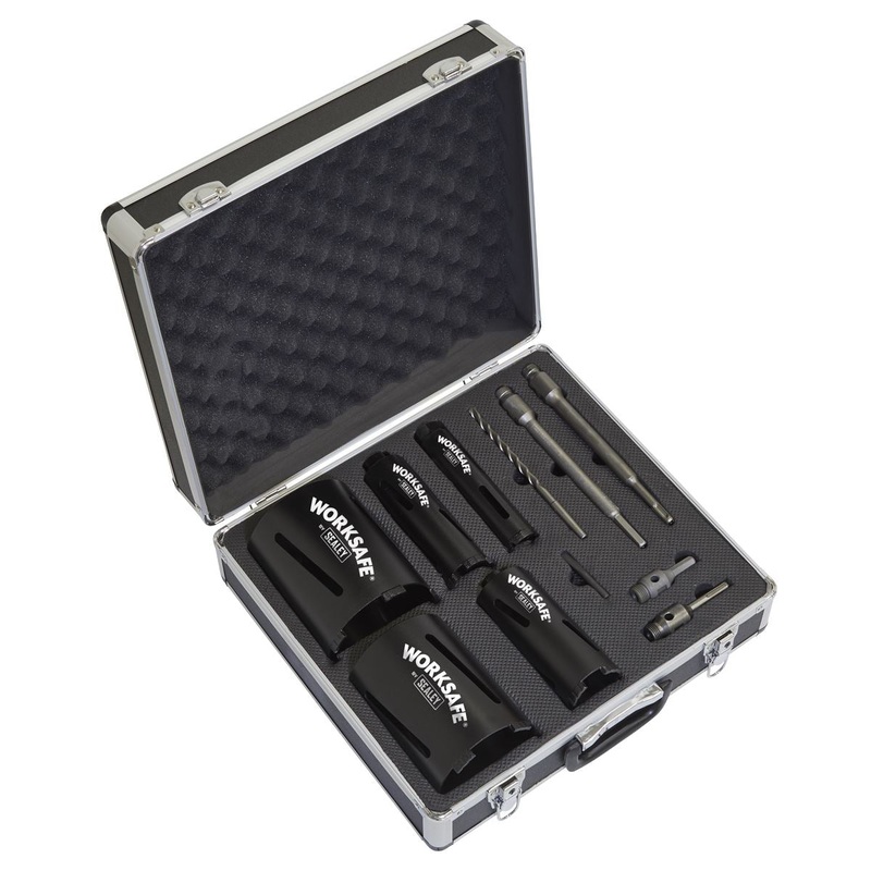 Sealey Diamond 5 Core Kit (38, 52 ,65, 117, 127mm Cores with Adaptors)