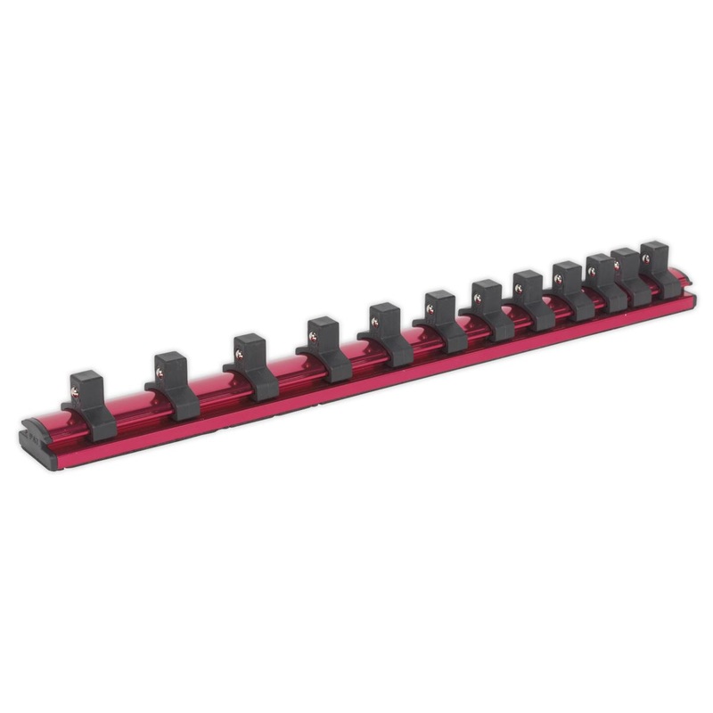Sealey Premier Socket Retaining Rail Magnetic 3/8"Sq Drive 12 Clips