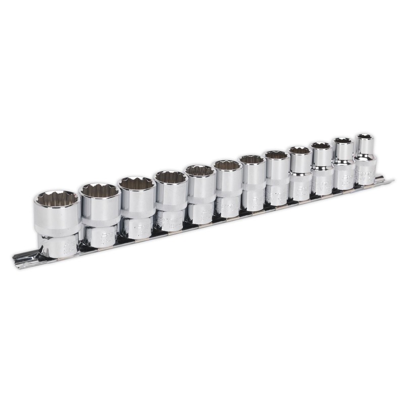 Sealey Premier Socket Set 12pc 1/2"Sq Drive 12pt WallDrive Metric