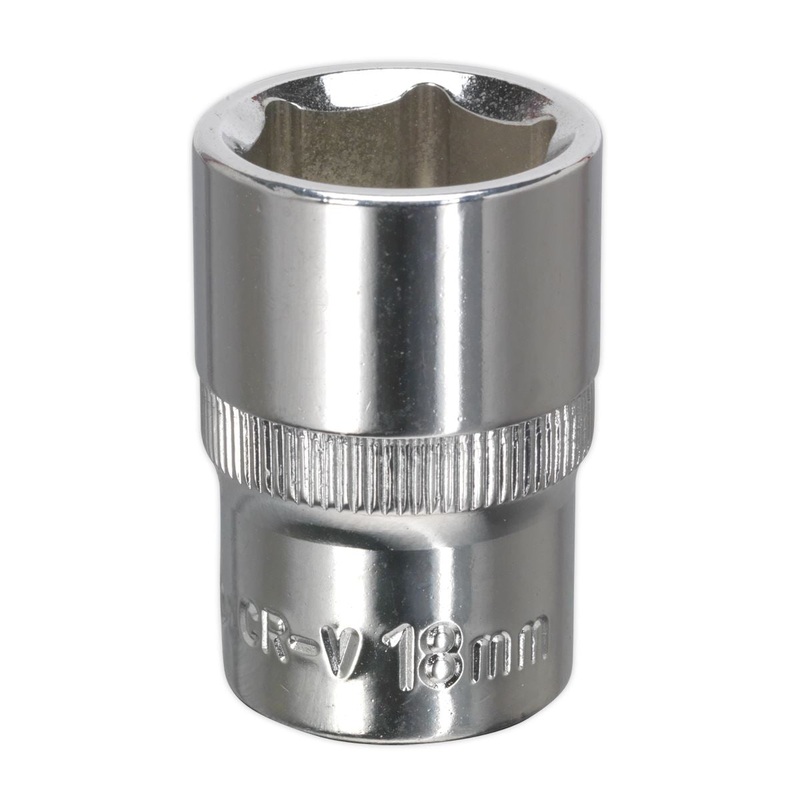 Sealey Premier WallDrive Socket 18mm 1/2"Sq Drive Fully Polished