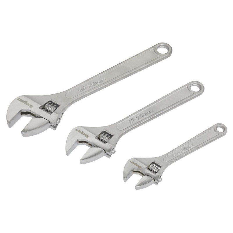 Siegen by Sealey Adjustable Wrench Set 3pc 150, 200 & 250mm