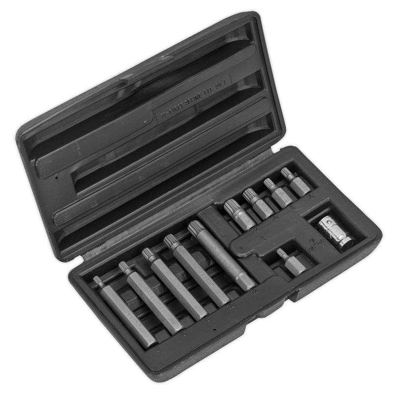 Siegen by Sealey Spline Bit & Holder Set 11pc - 3/8"Sq Drive