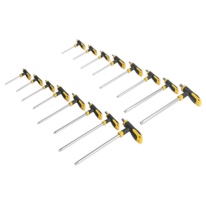 Siegen 16 Piece T-Handle Trx-Star & Hex Key Set Security & Ball End Short Long Shafts