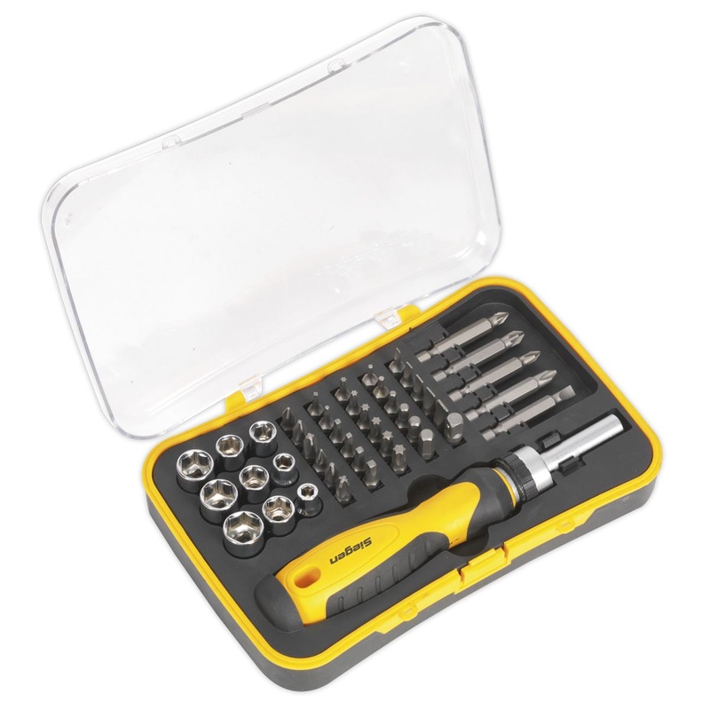 Siegen by Sealey Socket & Bit Set 45pc Ratchet Screwdriver