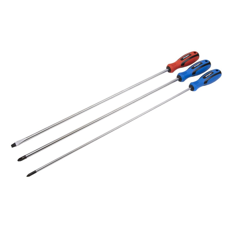 Siegen Screwdriver Set Extra Long Magnetised Tip Colour Coded Phillips Slotted