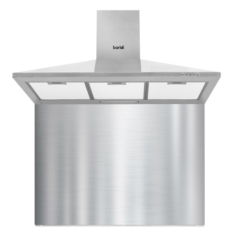 Baridi 90cm Chimney Style Cooker Hood with Carbon Filters, Stainless Steel