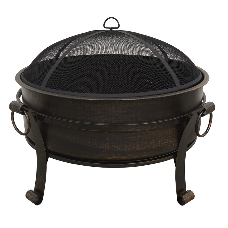 Dellonda 30" Deluxe 2-in-1 Outdoor Fire Pit & Coffee Table Antique Bronze Effect