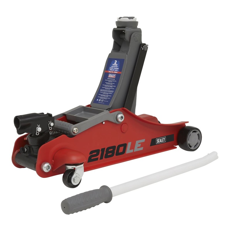 Sealey 180 Handle Low Profile Short Chassis Trolley Jack 2 Tonne - Red
