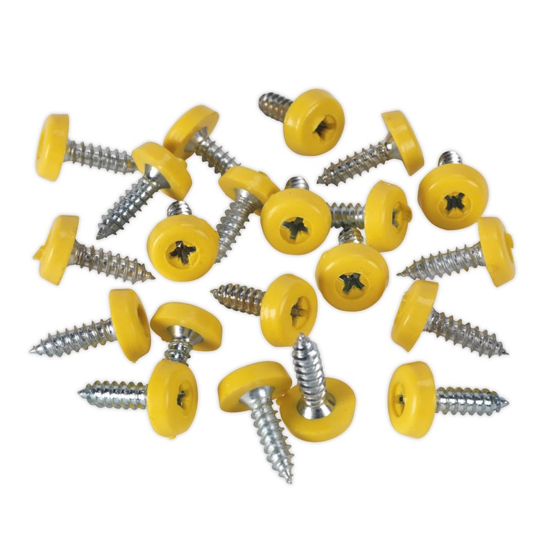 Sealey Numberplate Screw Plastic Enclosed Head 4.8 x 18mm Yellow Pack of 50