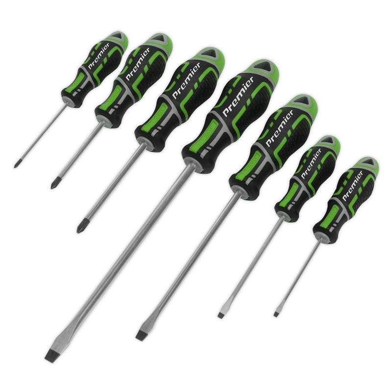 Sealey Premier Screwdriver Set 7pc GripMAX - Hi-Vis Green