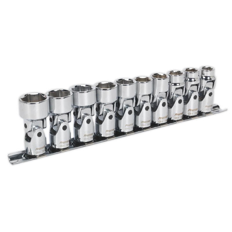 Sealey Premier Universal Joint Socket Set 10pc 3/8"Sq Drive 6pt WallDrive Metric