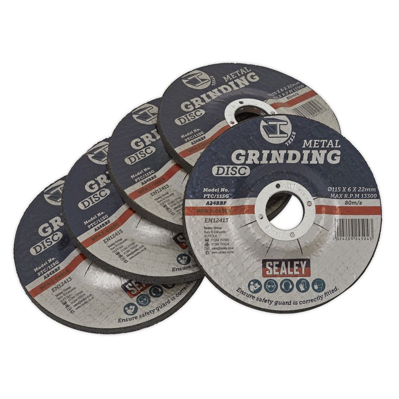 Sealey Grinding Disc 115 x 6mm 22mm Bore - Pack of 5