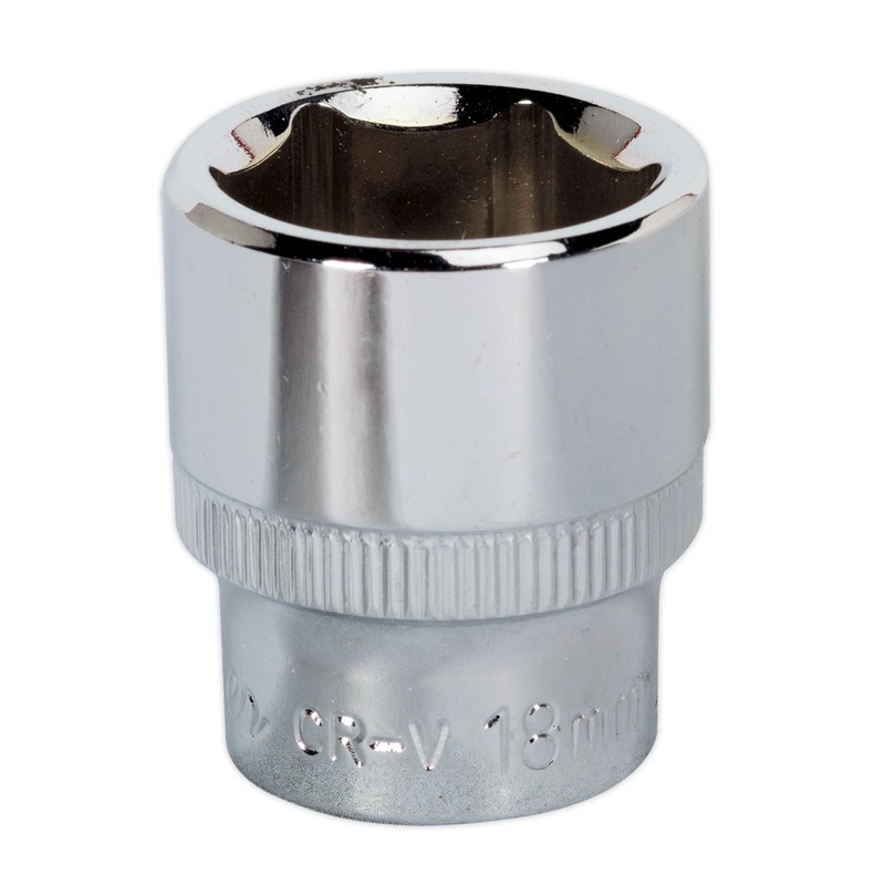 Sealey Premier WallDrive Socket 18mm 3/8"Sq Drive Fully Polished