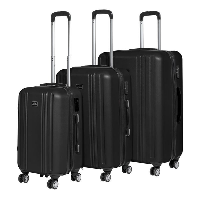 Dellonda 3-Piece Lightweight Luggage Suitcase Trolley Set ABS TSA Lock Black