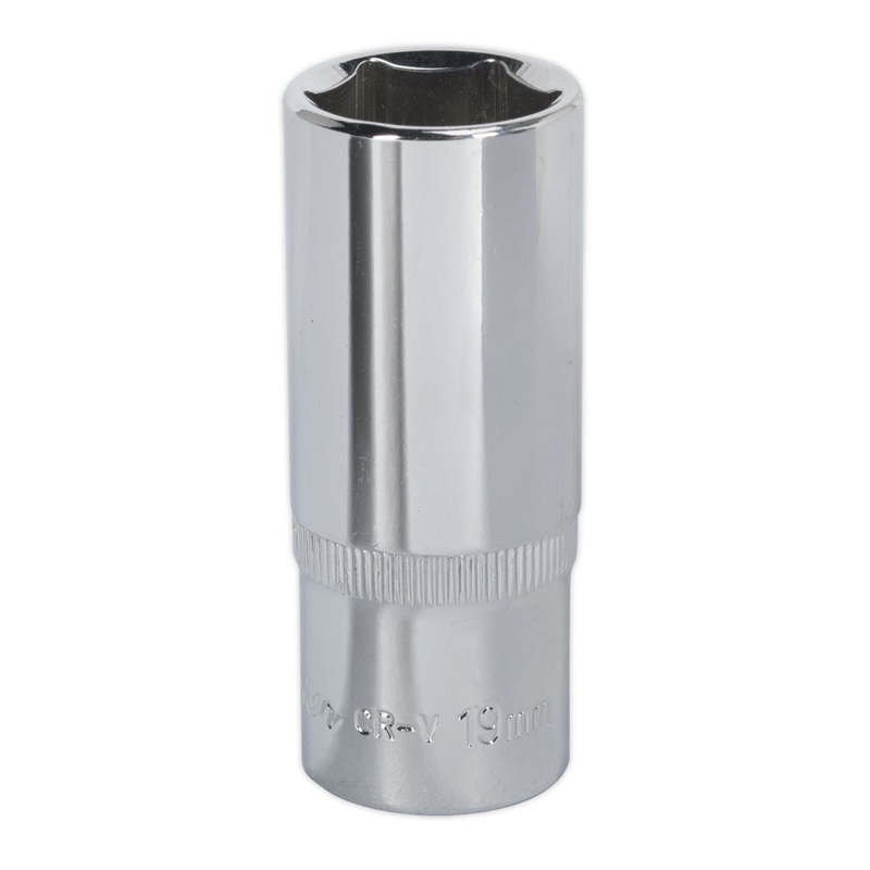 Sealey Premier WallDrive Socket 19mm Deep 3/8"Sq Drive Fully Polished