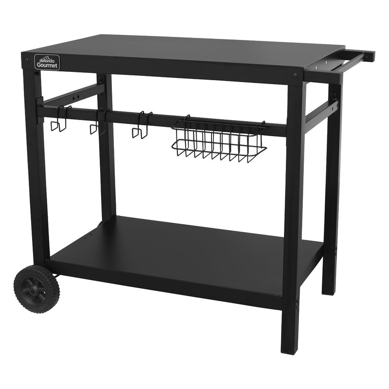 Dellonda BBQ & Plancha Trolley for Outdoor Cooking with Utensil Holder, Black
