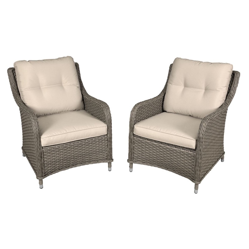 Dellonda Chester Rattan Wicker Outdoor Lounge Chairs with Cushion, Brown
