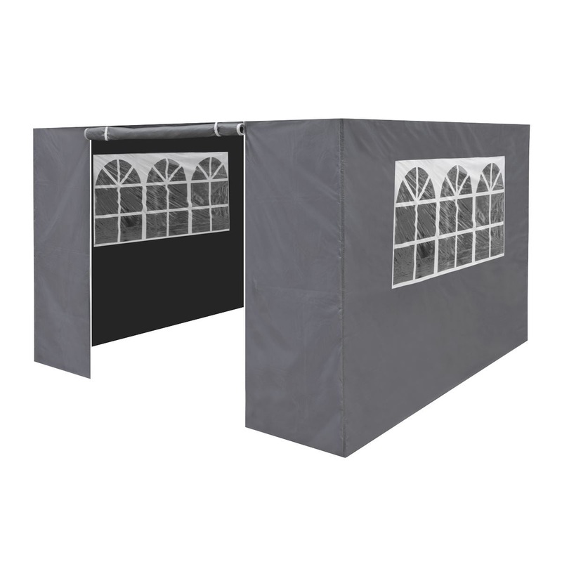 Dellonda Premium Gazebo/Marquee Side Walls/Doors/Windows, Fits 3 x 3m Models - Grey
