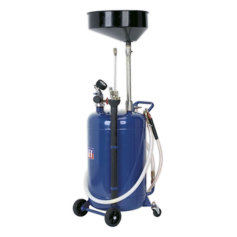 Sealey Mobile Oil Drainer with Probes 90L Air Discharge
