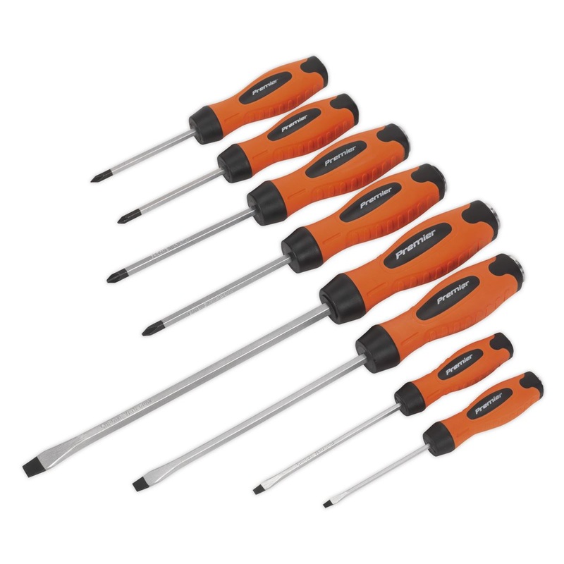 Sealey Premier Screwdriver Set 8pc Hammer-Thru Hi-Vis Orange