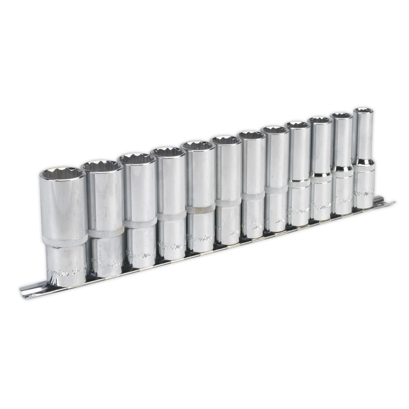 Sealey Premier Socket Set 12pc 1/2"Sq Drive 12pt Deep WallDrive Metric