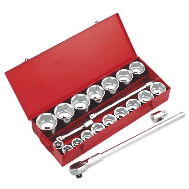 Sealey Premier Socket Set 22pc 1"Sq Drive 6pt WallDrive Metric