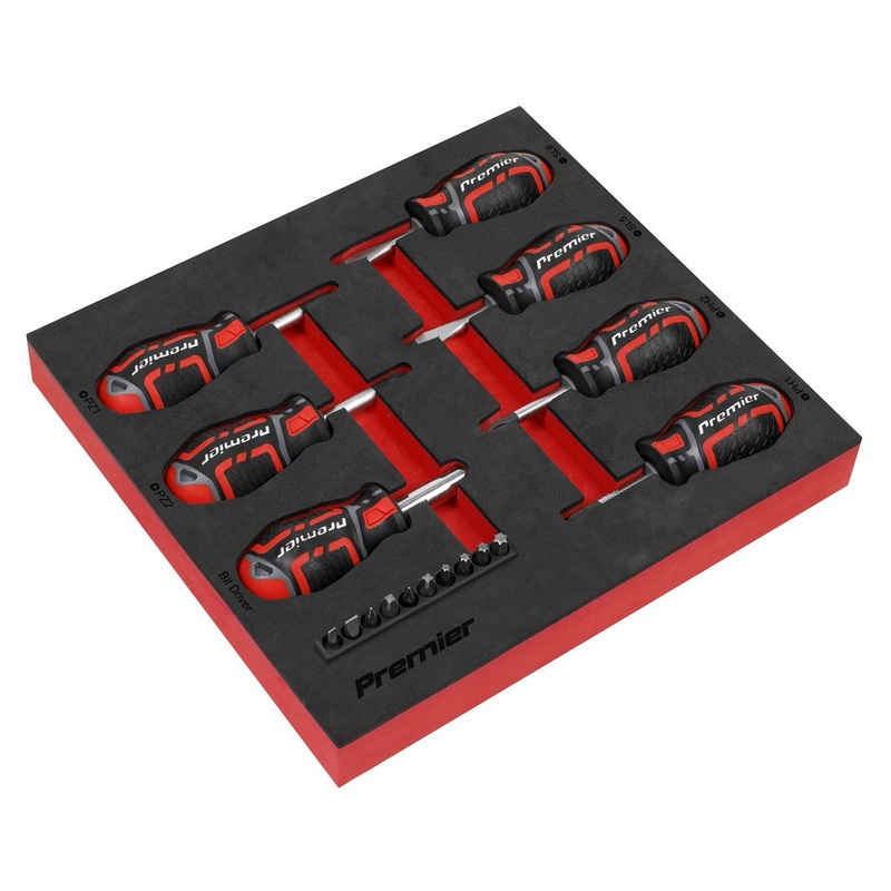 Sealey Premier Stubby Screwdriver Set 17pc GripMAX