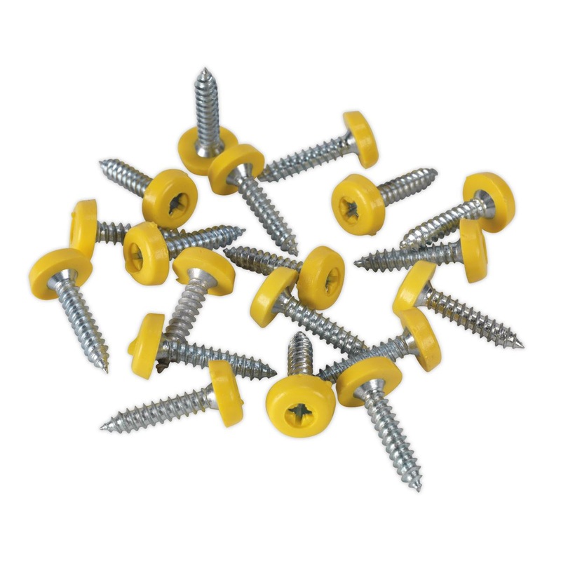 Sealey Numberplate Screw Plastic Enclosed Head 4.8 x 24mm Yellow Pack of 50
