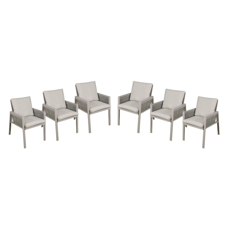 Dellonda Fusion Garden/Patio Dining Chair with Armrests, Set of 6, Light Grey - DG49
