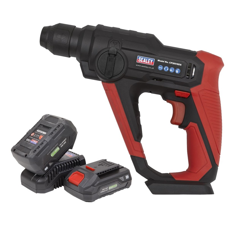Sealey Cordless Rotary Hammer Drill Kit 20V SV20 Series SDS Plus - 2 Batteries