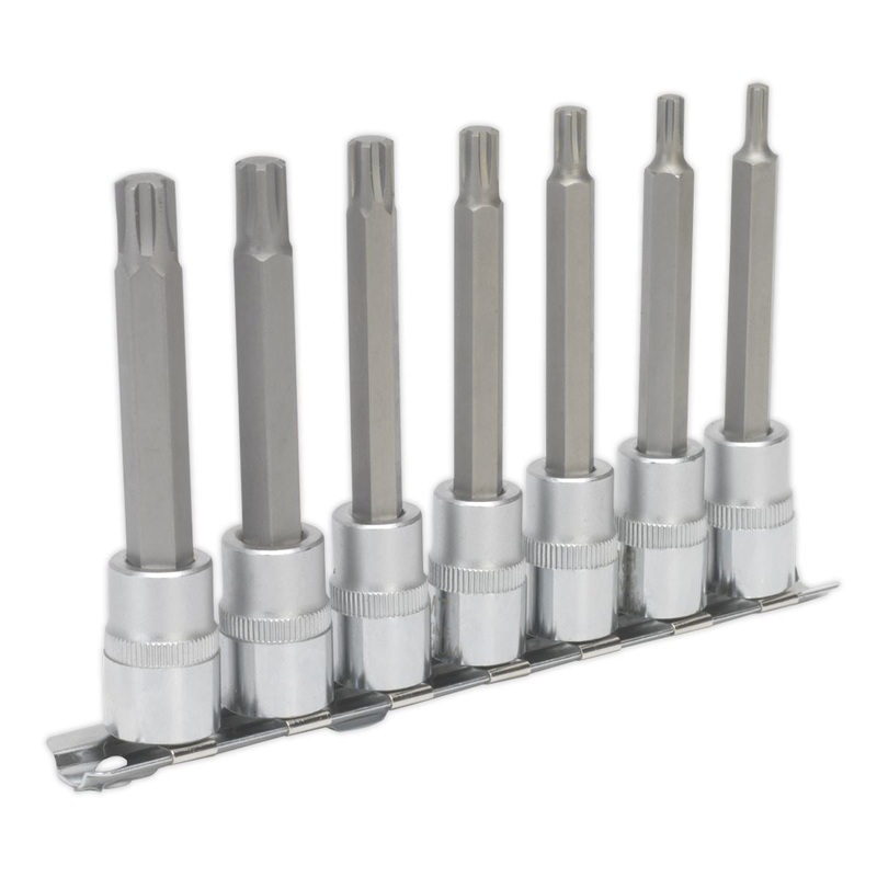 Sealey Premier Ribe Socket Bit Set 7pc 3/8"Sq Drive 95mm