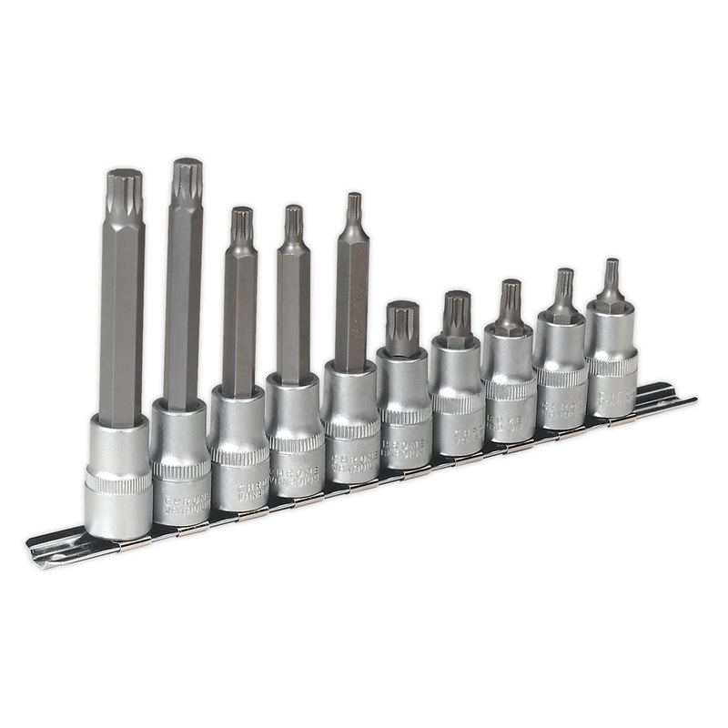 Sealey Premier Spline Socket Bit Set 10pc 1/2"Sq Drive
