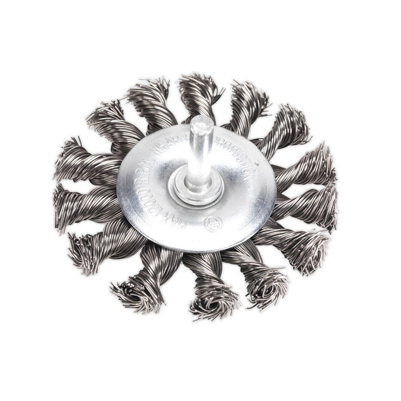 Sealey Twist Knot Wire Flat Brush 75mm with 6mm Shaft