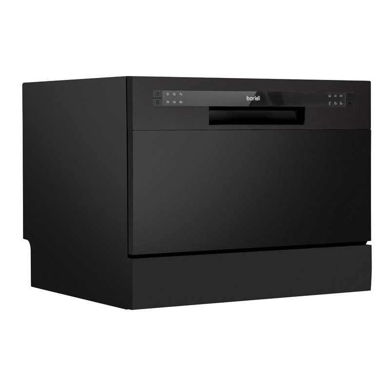 Baridi Compact Tabletop Dishwasher 6 Place Settings, 6 Programmes, Low Noise, 6.5L Cycle, Start Delay - Black