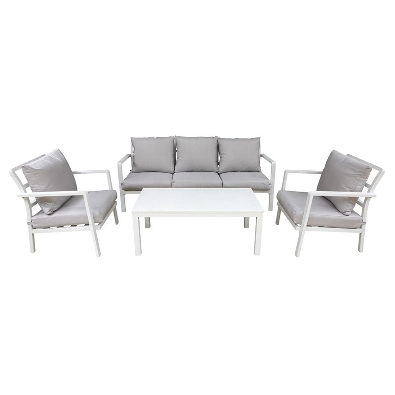 Dellonda Kyoto 4-Piece Aluminium Outdoor Garden Sofa Arm Chair Coffee Table Set