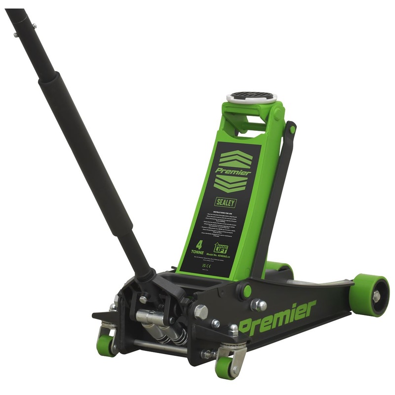 Sealey Premier Premier Low Profile Trolley Jack with Rocket Lift 4 Tonne - Green