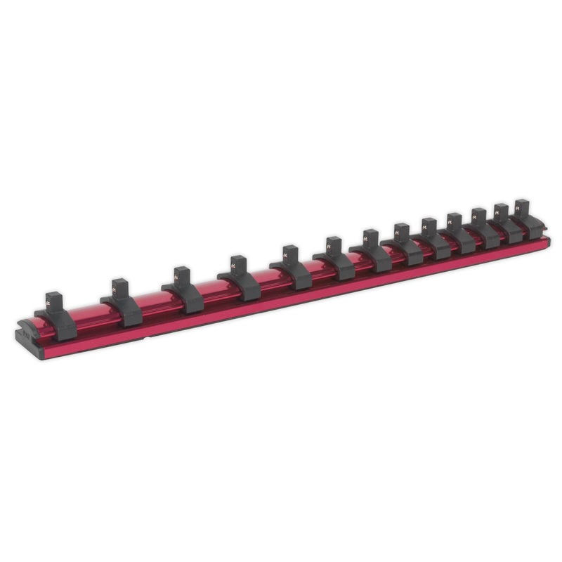 Sealey Premier Socket Retaining Rail Magnetic 1/4"Sq Drive 13 Clips