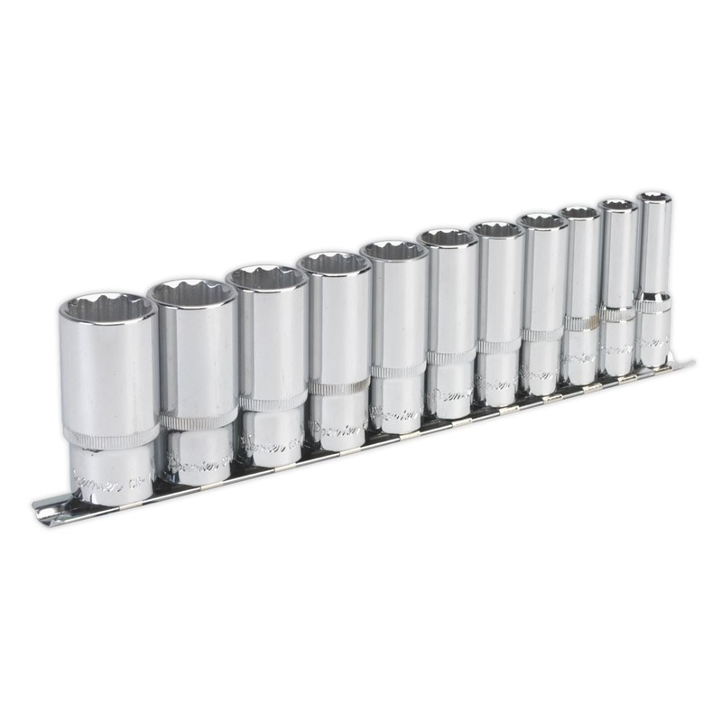 Sealey Premier Socket Set 11pc 3/8"Sq Drive 12pt Deep WallDrive Imperial