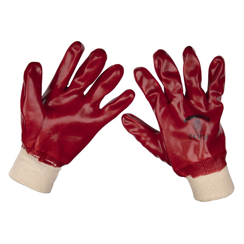 Worksafe by Sealey PVC Knit Wrist Gloves (X-Large) - Pack of 12 Pairs