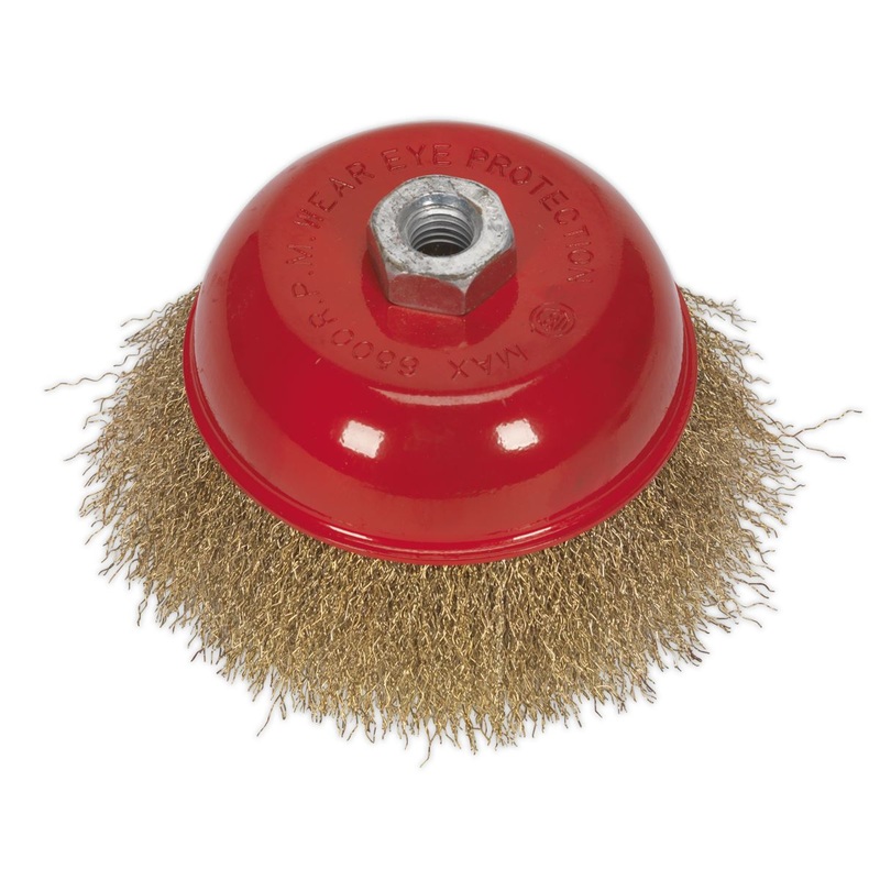 Sealey Brassed Steel Crimped Wire Cup Brush 125mm M14 x 2mm