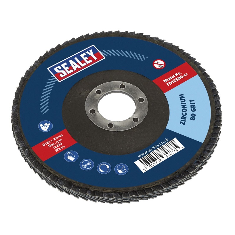 Sealey Flap Disc Zirconium 125mm 22mm Bore 80Grit